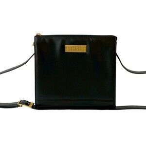 CHRISTIAN DIOR Black Leather Pochette Shoulder Bag